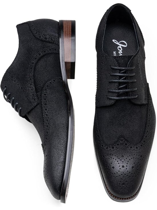 Men\'s Suede Black 1 Dress Shoes Leather Wingtip Formal Business Oxford Shoes main image 6